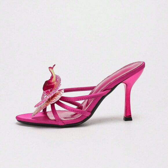 Hot Pink Sexy Women's Metallic High Heel Stiletto Sandals - Picture 9 of 9